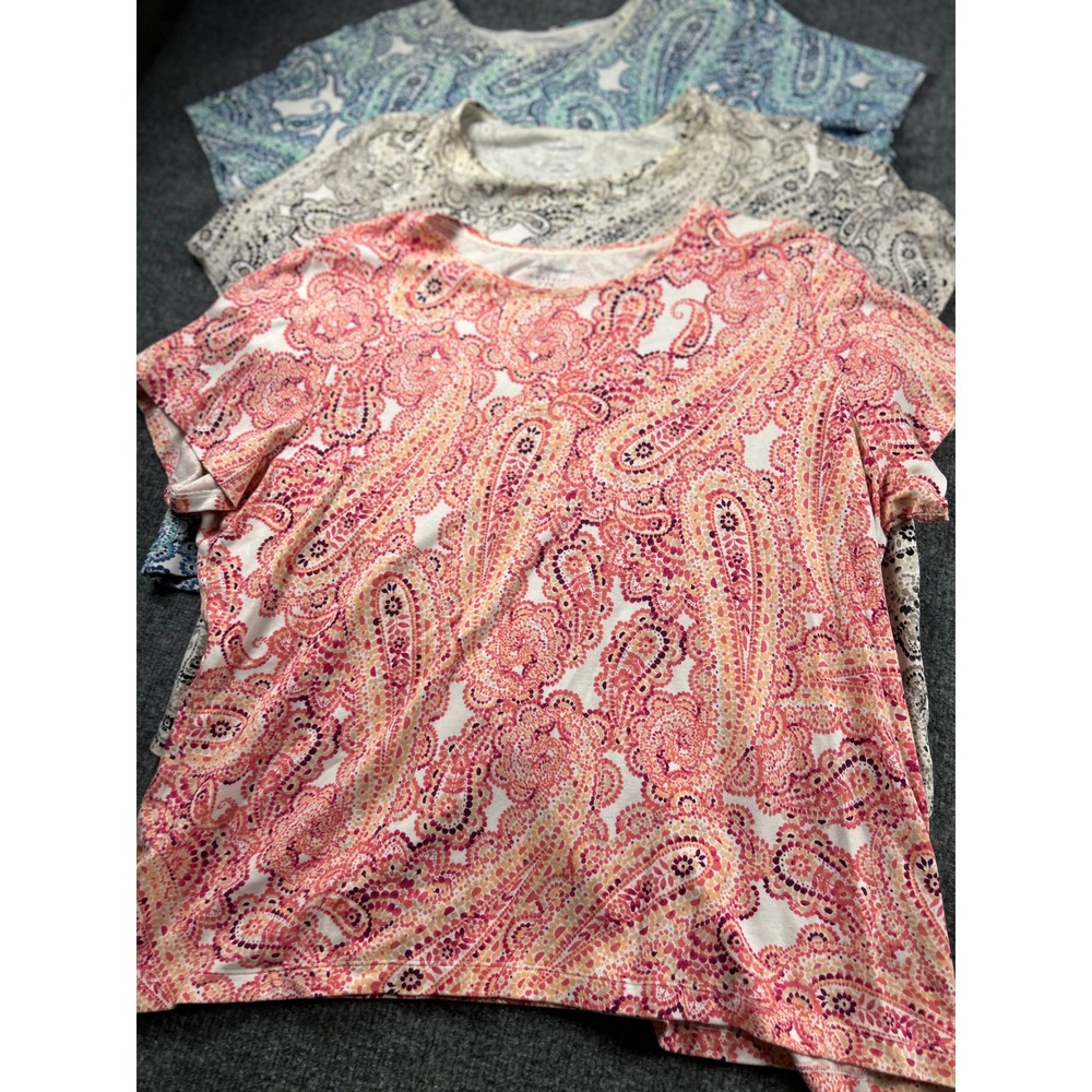 Croft & Barrow Classic Tee 2X Paisley Short Sleeve Crewneck Bundle Lot of 3